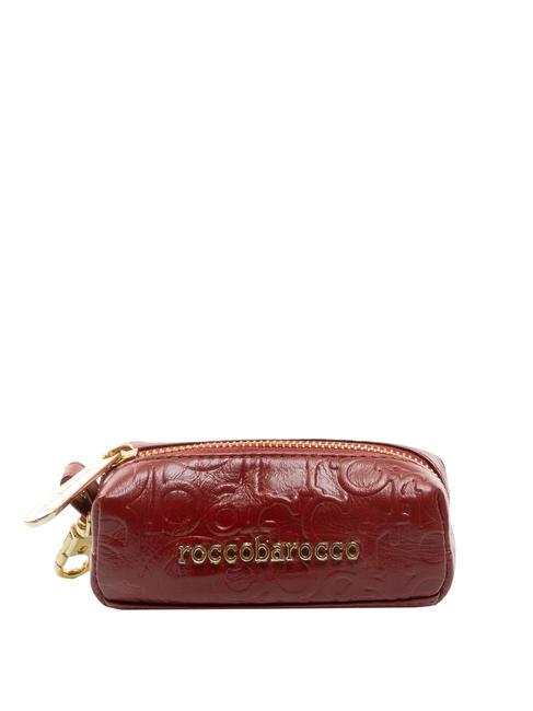 ROCCOBAROCCO RB Embossed Étui à clés/monnaie en cuir rouge - Porte-clés