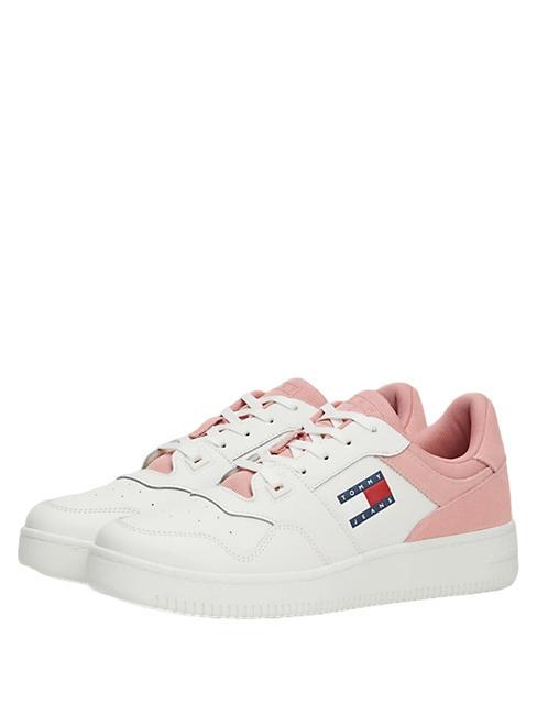 TOMMY HILFIGER TOMMY JEANS RETRO BASKET MIX MEDIA Baskets antidérapantes rose crayeux - Chaussures Femme