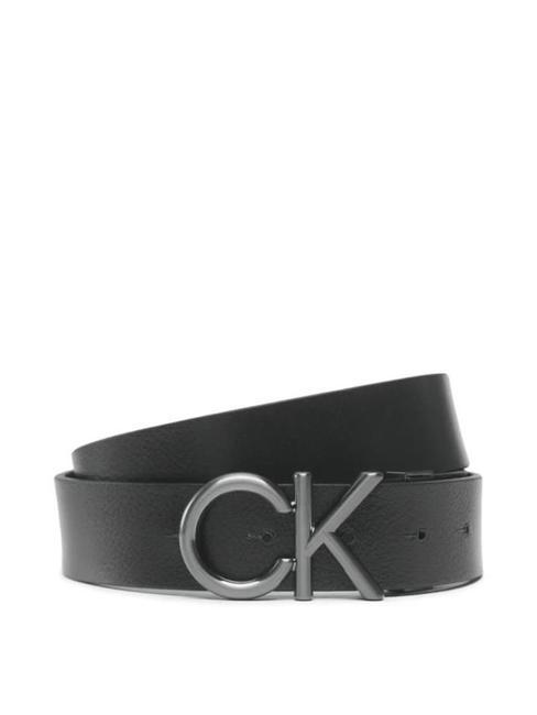 CALVIN KLEIN CK METAL BOMBE REV Ceinture en cuir double face ck noir / marron foncé - Ceintures