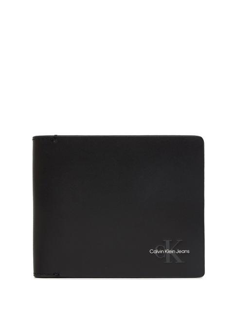 CALVIN KLEIN CK JEANS MONOGRAM SOFT Porte-feuille en cuire pvh noir - Portefeuilles Homme