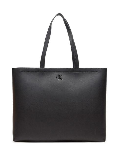 CALVIN KLEIN MINIMAL MONOGRAM Tote Sac d'épaule noir/bronze brillant - Sacs pour Femme