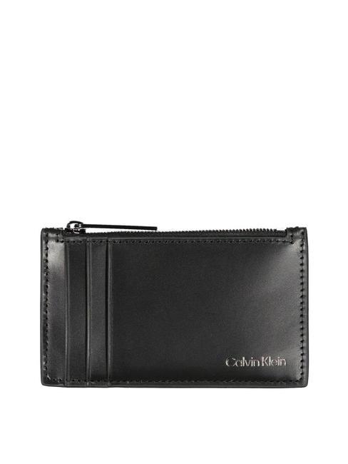 CALVIN KLEIN SMOOTH  Portefeuille plat en cuir ck noir - Portefeuilles Homme