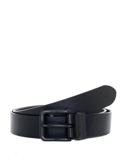 CALVIN KLEIN CLASSIC ROUND  Ceinture réversible en cuir noir/brun amer - Ceintures