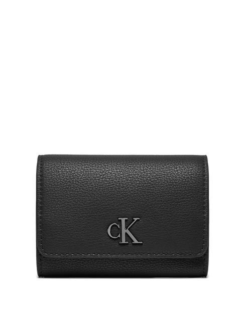 CALVIN KLEIN MINIMAL MONOGRAM  Petit portefeuille noir/bronze brillant - Portefeuilles Femme