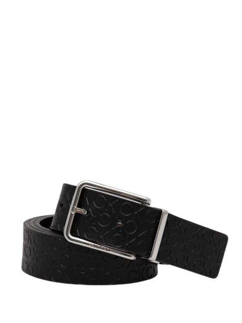 CALVIN KLEIN CLASSIC ROUND  Ceinture réversible en cuir saisonnier mono noir/noir - Ceintures