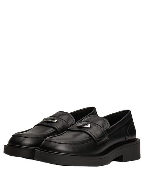 TOMMY HILFIGER TOMMY JEANS FLAT LOAFER  Mocassins en cuir NOIR - Chaussures Femme