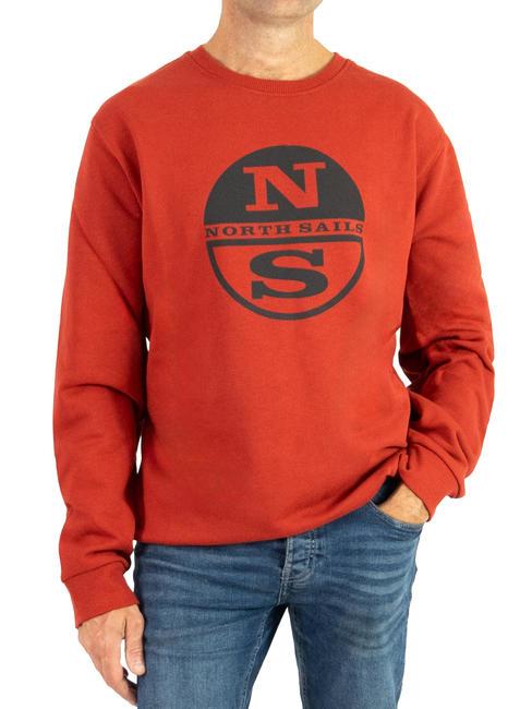 NORTH SAILS MAXI LOGO Sweat col rond en coton lave rouge - Pulls molletonnés