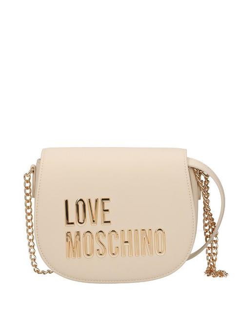 LOVE MOSCHINO GOLD LETTERING Mini sac à bandoulière Ivoire - Sacs pour Femme