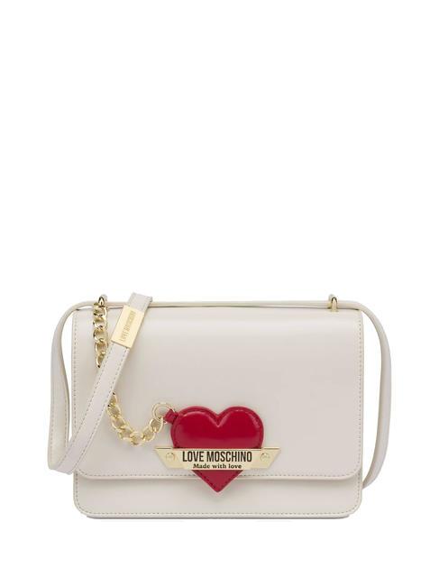 LOVE MOSCHINO HEART CAHRM Mini sac à bandoulière Ivoire - Sacs pour Femme