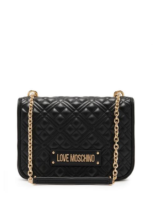 LOVE MOSCHINO QUILTED GOLD CHAIN Sac porté épaule/croisé Noir - Sacs pour Femme