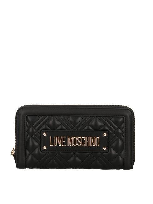 LOVE MOSCHINO QUILTED  Portefeuille zippé Noir - Portefeuilles Femme