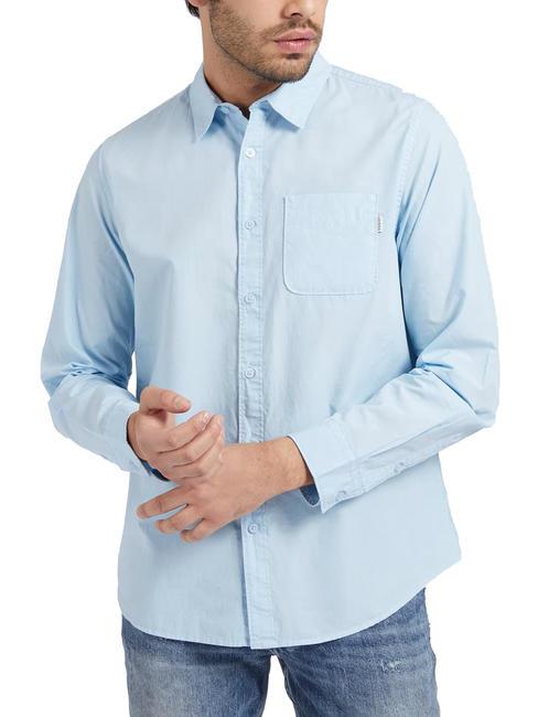 GUESS SUNSET sunset camicia manica lunga Chemise en coton extensible bleu des voies respiratoires - Chemises pour hommes