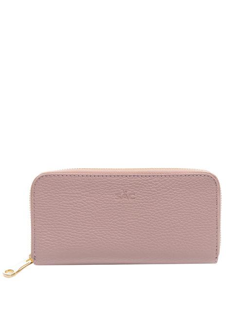 LESAC FIORDALISO  Portefeuille en cuir zippé rose millénaire - Portefeuilles Femme