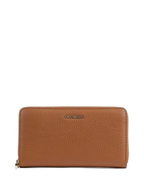 COCCINELLE METALLIC SOFT Portefeuille zippé en cuir texturé CUIR - Portefeuilles Femme