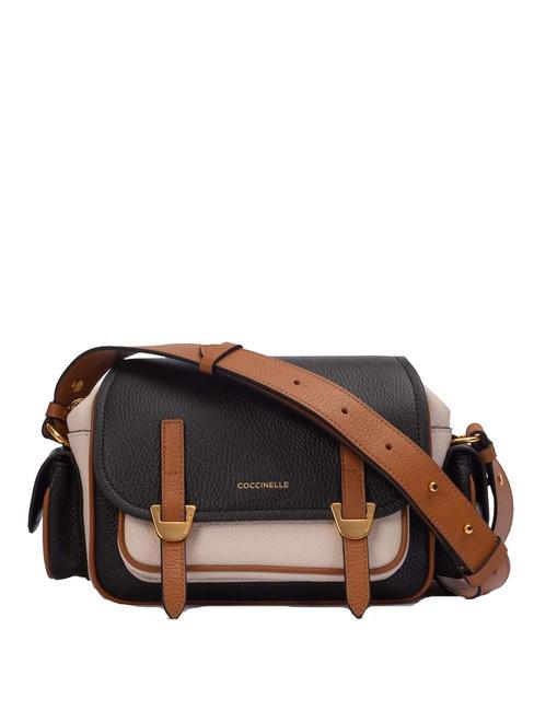 COCCINELLE CAMPUS TRICOLOR Mini sac bandoulière, en cuir noir/agneaux/cuir - Sacs pour Femme