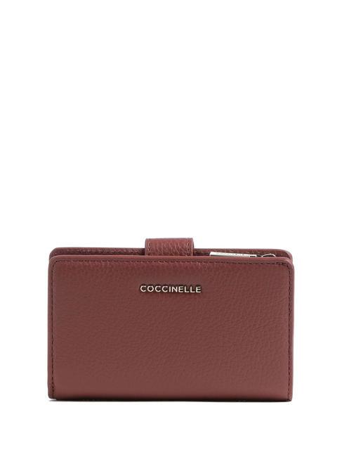 COCCINELLE METALLIC SOFT Portefeuille en cuir texturé Brandy - Portefeuilles Femme