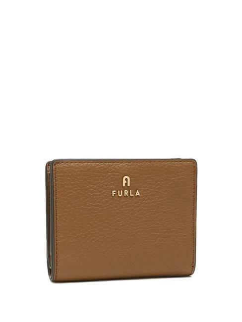 FURLA CAMELIA Portefeuille compact en cuir de veau Brandy - Portefeuilles Femme