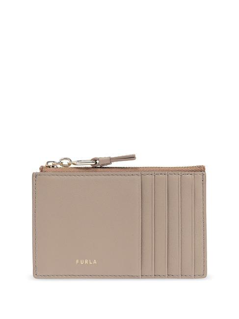 FURLA NUVOLA  Portefeuille plat en cuir grège - Portefeuilles Femme