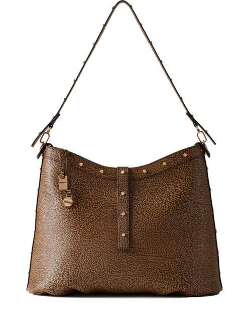 BORBONESE METROPOLE COATED HOBO MEDIUM Sac d'épaule op naturel / noir - Sacs pour Femme