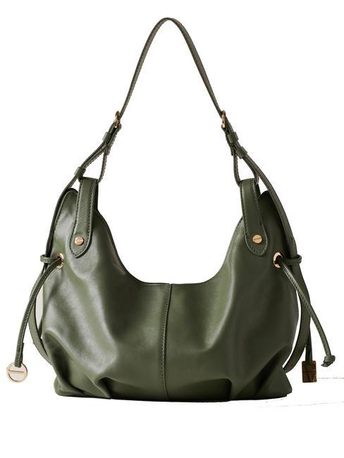 BORBONESE BEETLE Sac bandoulière, en cuir olive - Sacs pour Femme