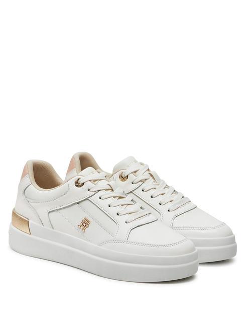 TOMMY HILFIGER LUX HARDWARE COURT  Baskets en cuir blanc antique - Chaussures Femme