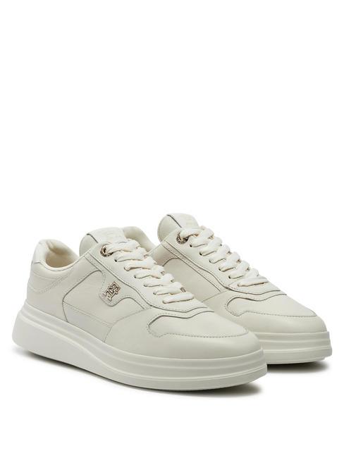 TOMMY HILFIGER LUX POINTY COURT  Baskets en cuir blanc antique - Chaussures Femme