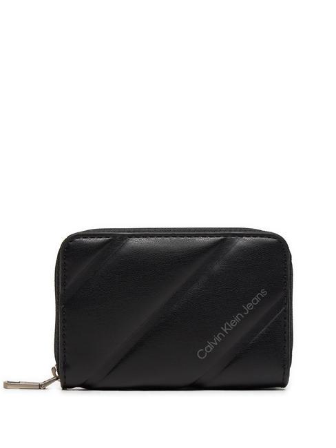 CALVIN KLEIN LINE QUILT Petit portefeuille zippé autour pvh noir - Portefeuilles Femme