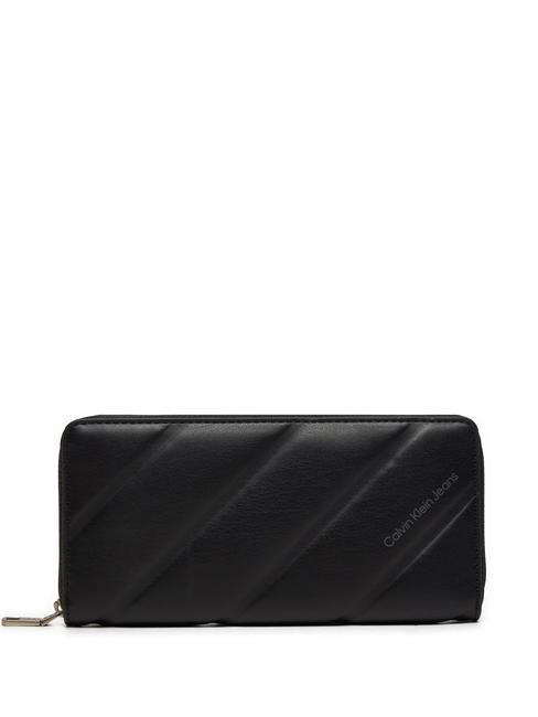 CALVIN KLEIN LINE QUILT  Portefeuille zippé pvh noir - Portefeuilles Femme