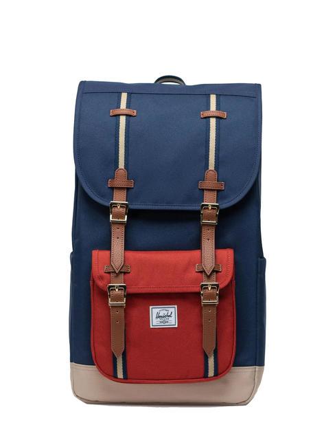 HERSCHEL LITTLE AMERICA  Sac à dos de taille standard iris noir/ocre rouge/sergé - Sacs à dos pour l'École & les Loisirs