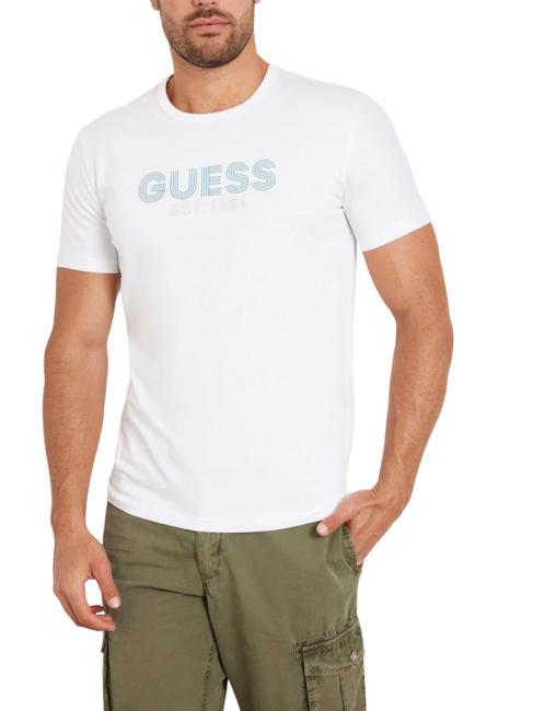 GUESS SS CN CLASSIC T-shirt en coton extensible blanc pur - T-shirt