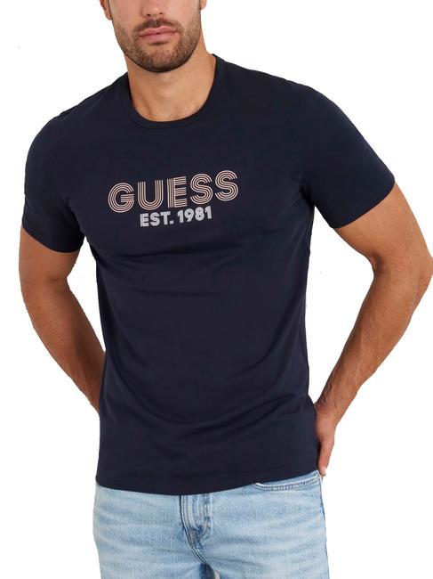 GUESS SS CN CLASSIC T-shirt en coton extensible smartblue - T-shirt