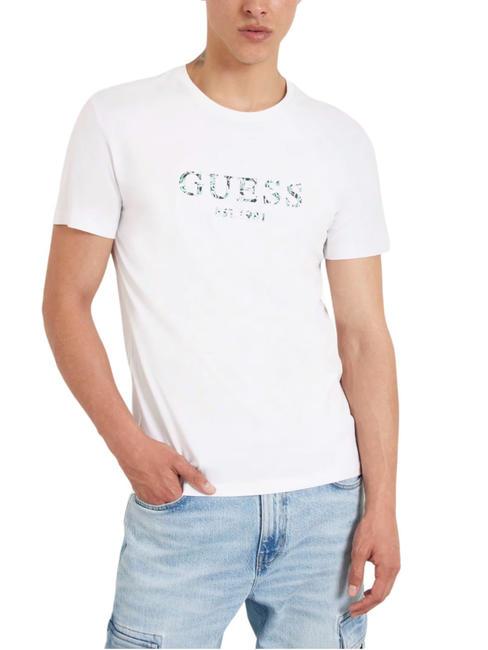 GUESS SS CN IRIDESCENT T-shirt en coton extensible blanc pur - T-shirt