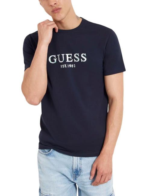 GUESS SS CN IRIDESCENT T-shirt en coton extensible smartblue - T-shirt