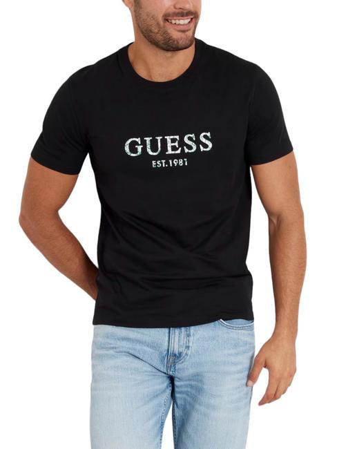 GUESS SS CN IRIDESCENT T-shirt en coton extensible jetbla - T-shirt