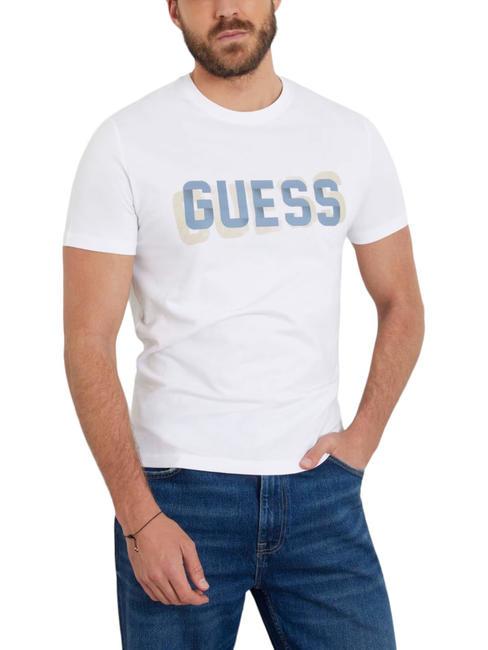 GUESS SS CN LOGO T-shirt en cotton blanc pur - T-shirt