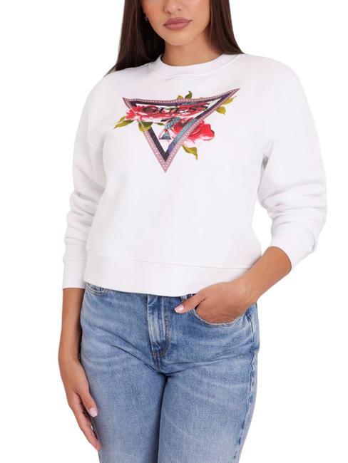 GUESS ROSES TRIANGLE Sweat col rond blanc pur - Sweat-shirts pour femmes