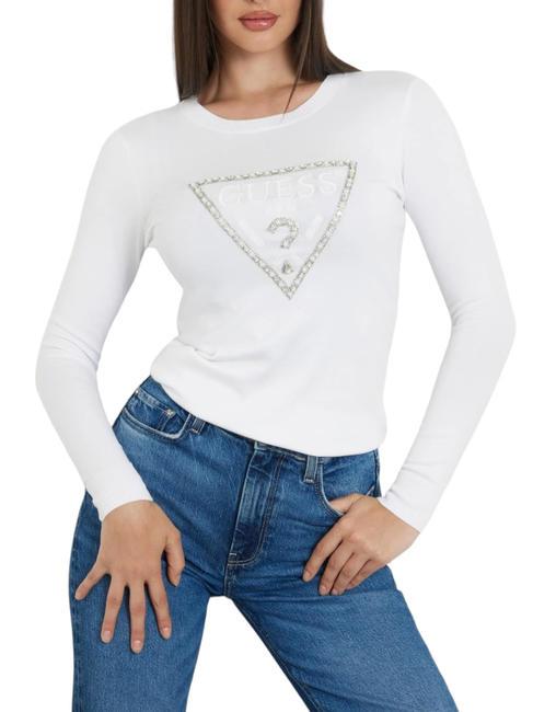 GUESS RYLIE TRIANGLE Pull avec logo blanc pur - Chandails pour femmes