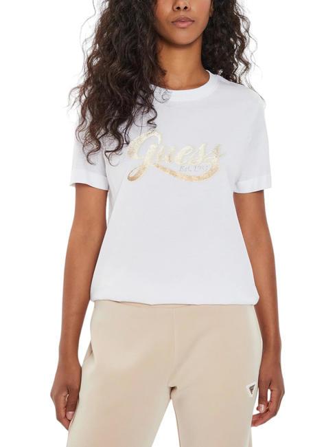 GUESS GLITTERY T-shirt en cotton blanc pur - T-shirt