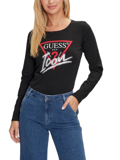 GUESS ICON T-shirt en cotton jetbla - T-shirt