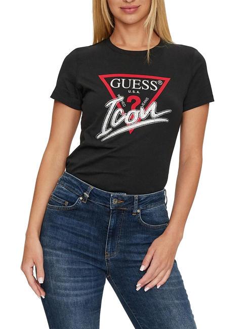 GUESS ICON T-shirt en cotton jetbla - T-shirt