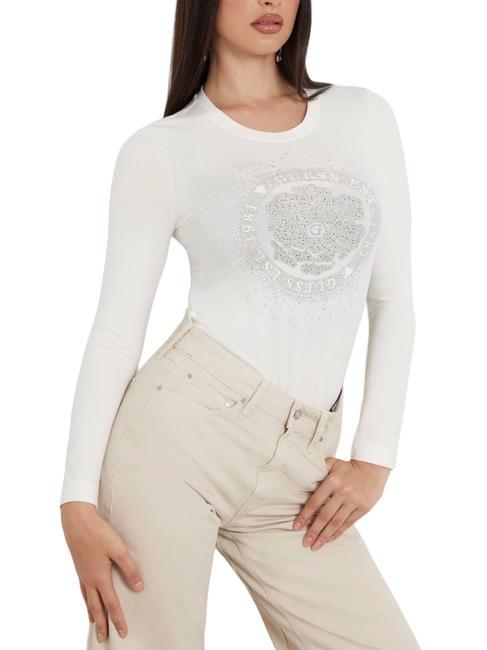 GUESS PEONY T-shirt en coton extensible cremwhi - T-shirt