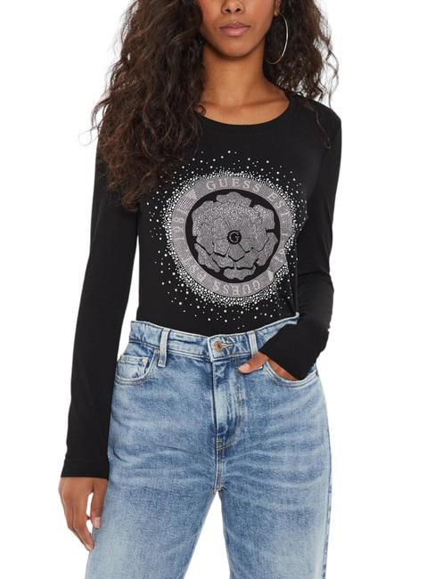 GUESS PEONY T-shirt en coton extensible jetbla - T-shirt