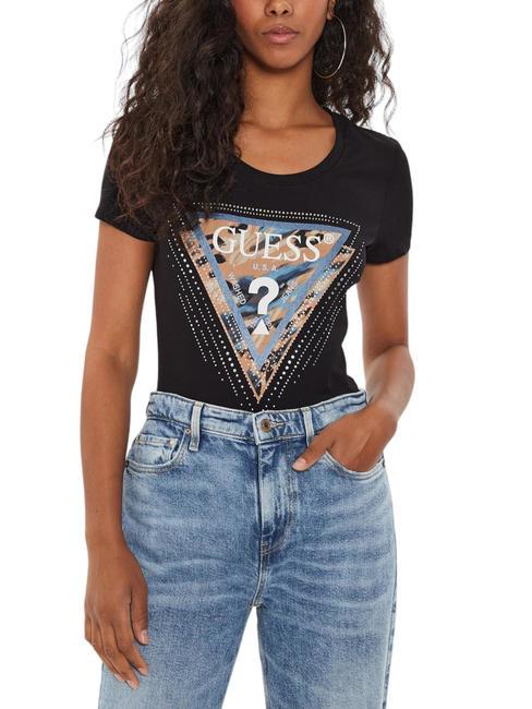 GUESS LEO TRIANGLE T-shirt en coton extensible jetbla - T-shirt