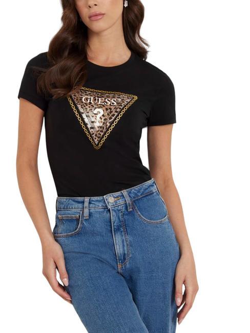 GUESS TRIANGLE LEO T-shirt en coton extensible jetbla - T-shirt