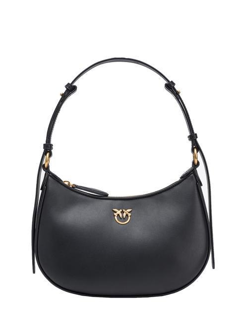 PINKO HALF MOON Sac bandoulière en cuir noir-or antique - Sacs pour Femme