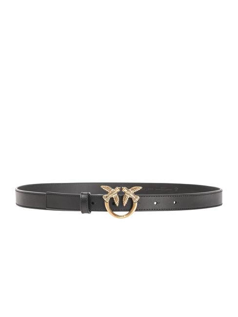 PINKO LOVE BERRY Ceinture en cuir noir-or antique - Ceintures