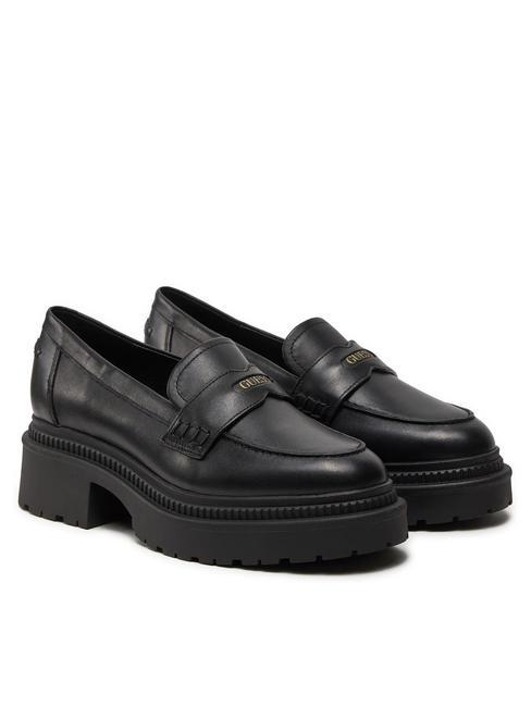 GUESS FINDA Mocassin haut en cuir NOIR - Chaussures Femme