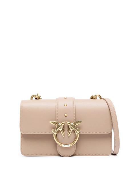 PINKO MINI LOVE BAG Sac à bandoulière en cuir de veau beige-gris fumé-or antique - Sacs pour Femme