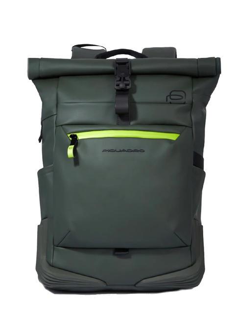 PIQUADRO CORNER SPECIALE GOMMATO Sac à dos roll-top pour ordinateur portable 15,6" VERT - Sacs à dos pour ordinateur portable