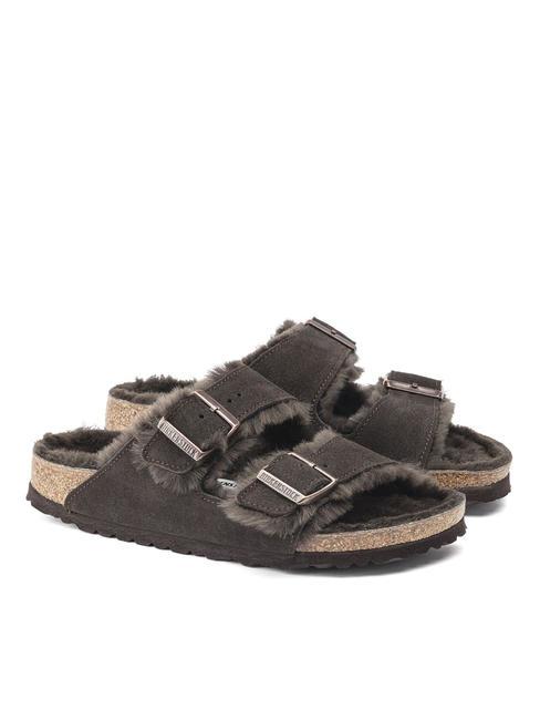 BIRKENSTOCK ARIZONA SHEARLING Babouche en cuir avec fourrure mocca - Chaussures unisexe